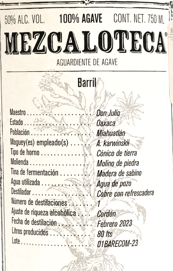 Barril distilled in copper - Miahuatlán, Oaxaca 750 ml