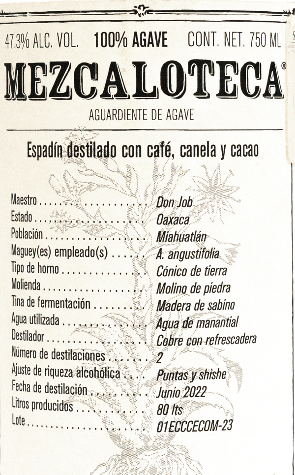 Espadín destilado con cacao, café y canela - Oaxaca 750 ml